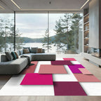 Rosy Plum Geometric Blocks Rug