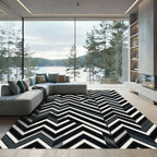 Monochromatic Chevron Geometric Collage Rug
