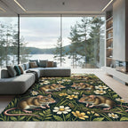 Whimsical Meadow Mice with Wildflowers Rug