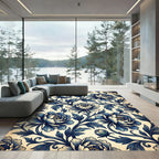 Classic Blue White Floral Vine Rug