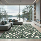 Sage Green Botanical Trellis Floral Rug