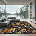 Enchanted Forest Fox and Acorn Illustration Rug