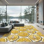 Vibrant Citrus Slice Sun Yellow Backdrop Rug
