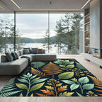 Botanical Fern Forest Earthy Tone Texture Rug