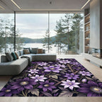 Elegant Purple Clematis Floral Trellis Rug