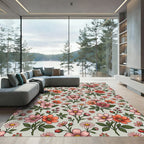 Pink Coral Floral Bouquet Rug
