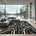 Modern Monochrome Architectural Highway Cityscape Rug