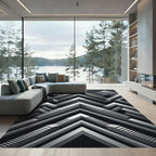 Monochromatic Geometric Illusion Stairs Rug