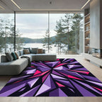 Geometric Violet and Pink Shattered Prism Rug