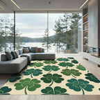 Charming Green Four Leaf Clover Botanical Rug