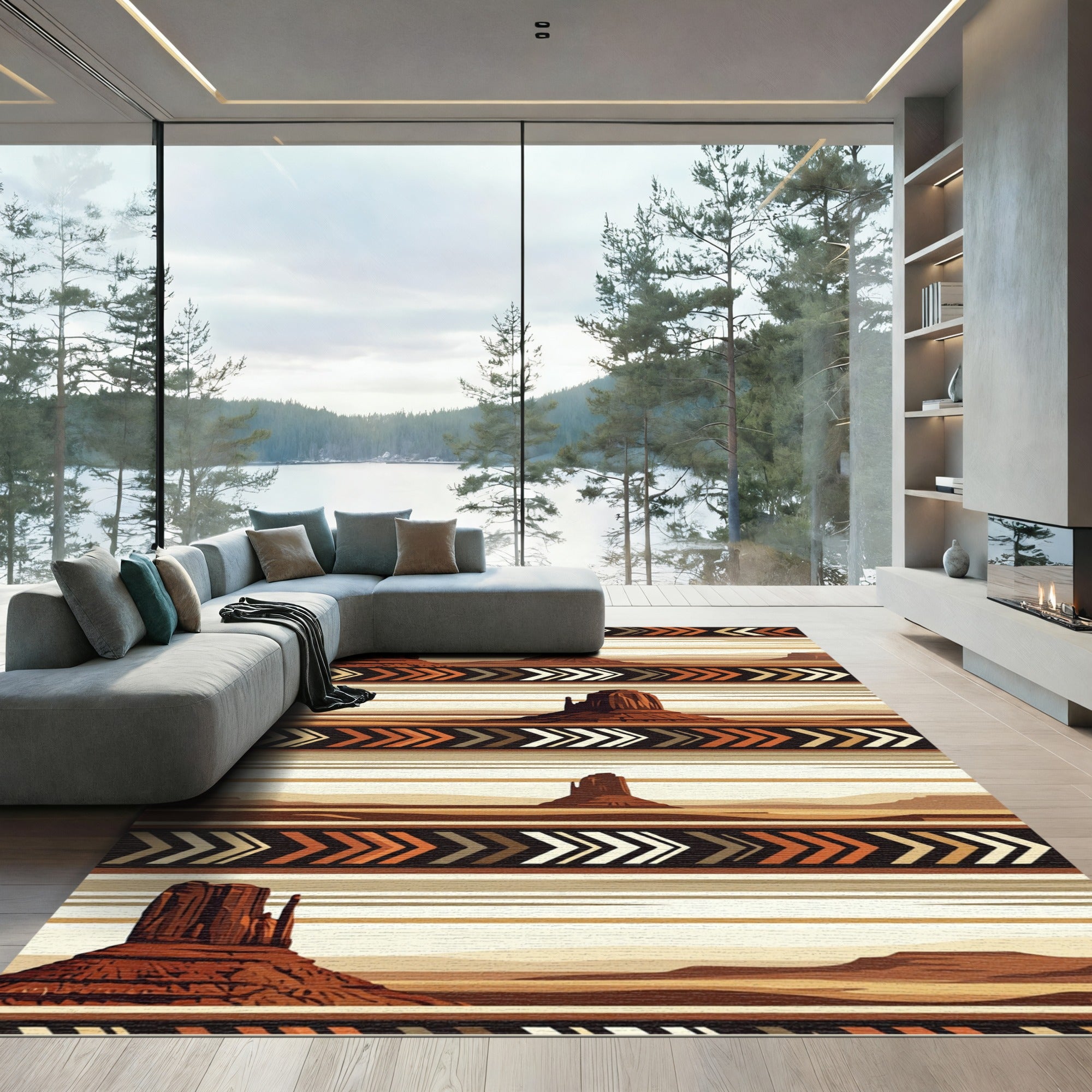Earthy Southwest Landscape Chevron Stripe Rug