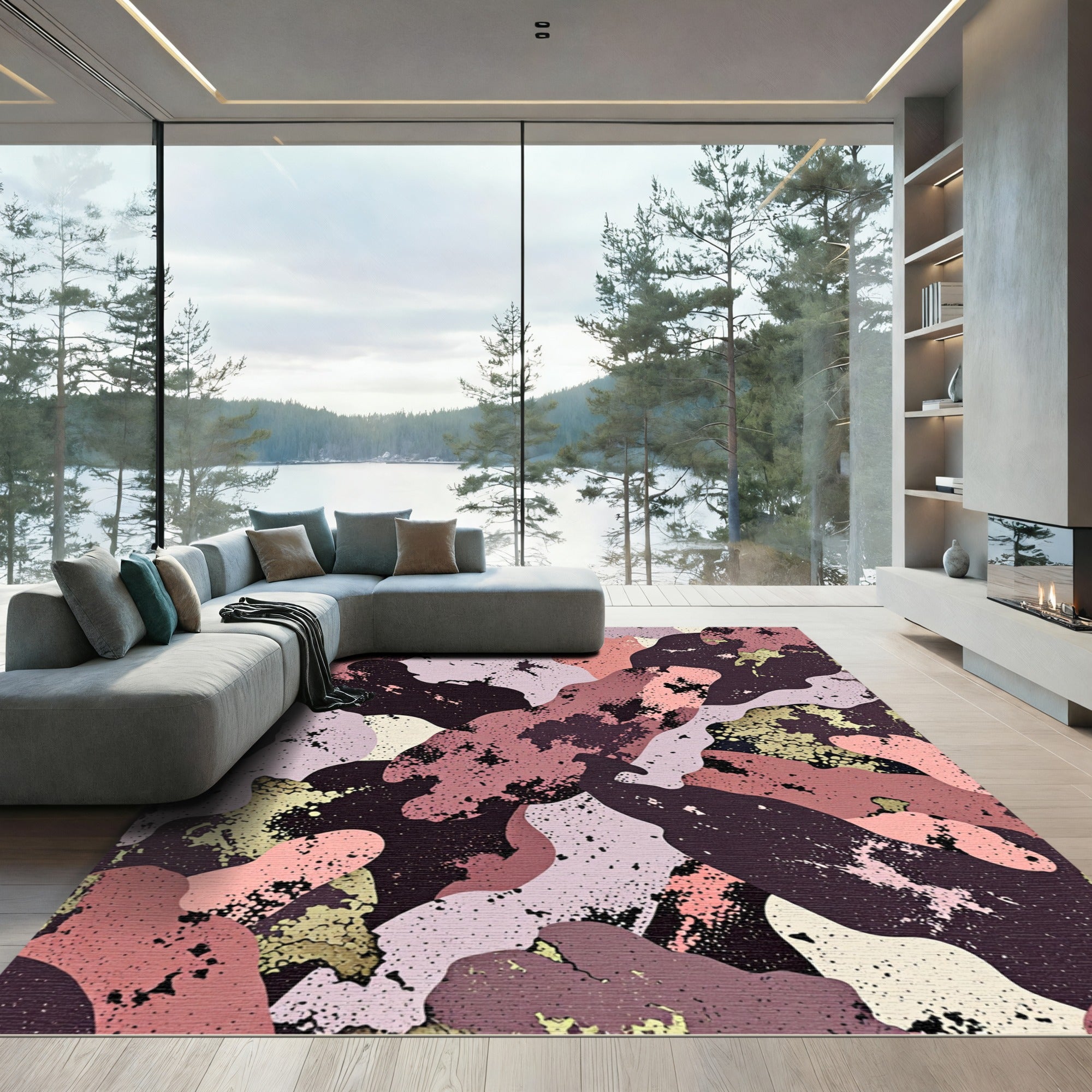 Mauve Amethyst Splatter Organic Rug