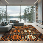 Earthy Geometric Ancient Tribal Diamond Rug