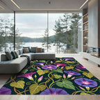 Purple Morning Glory Vine Art Nouveau Rug
