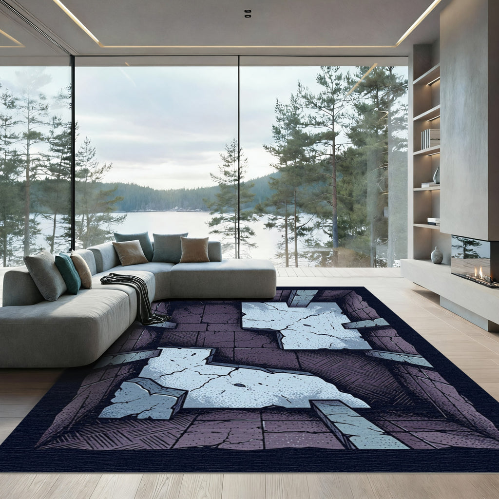 Ruinous Stone Dungeon Isometric View Rug