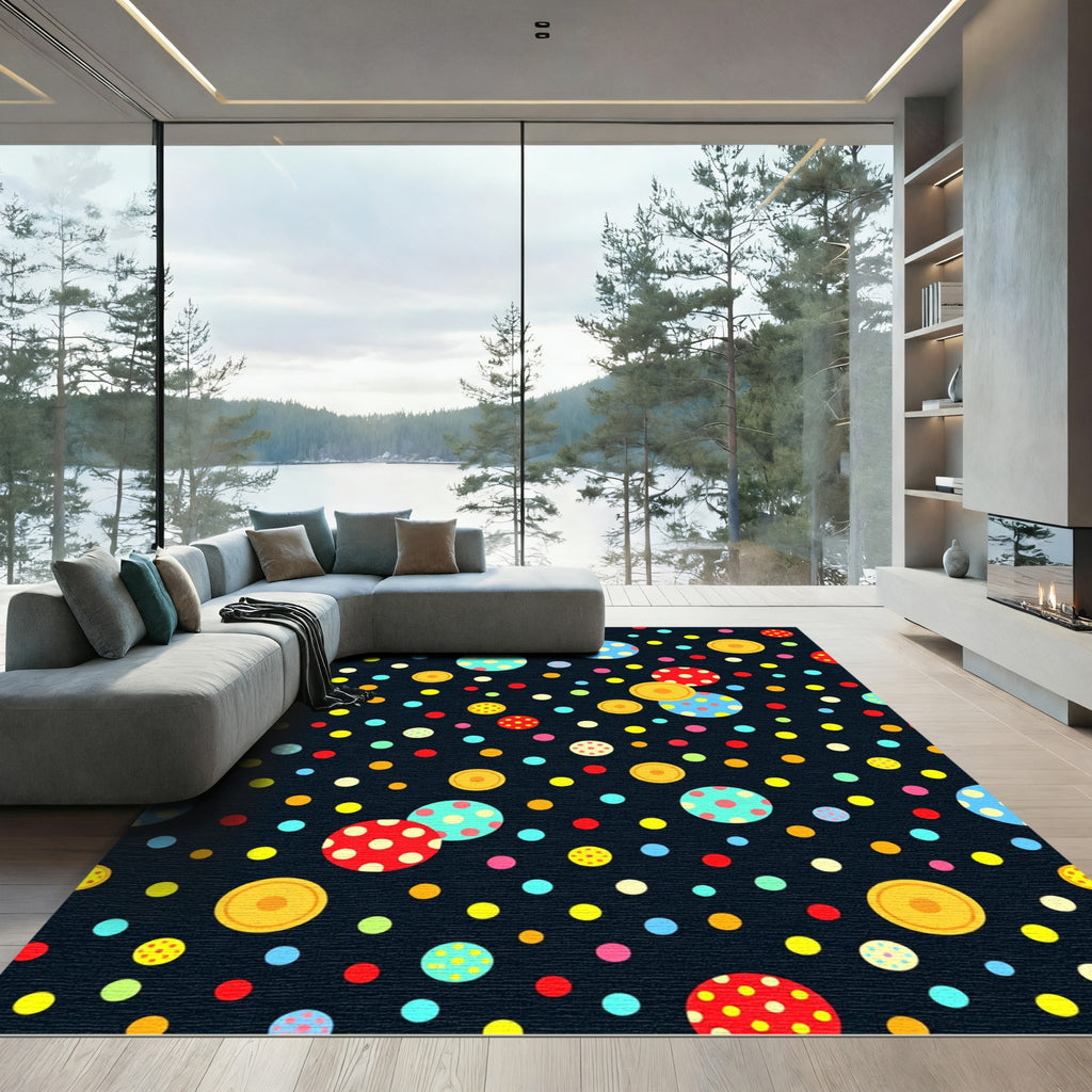 Colorful Polka Dot Circles Repeating Pattern Rug