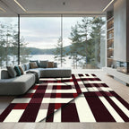 Burgundy Cream Intersecting Plaid Rug