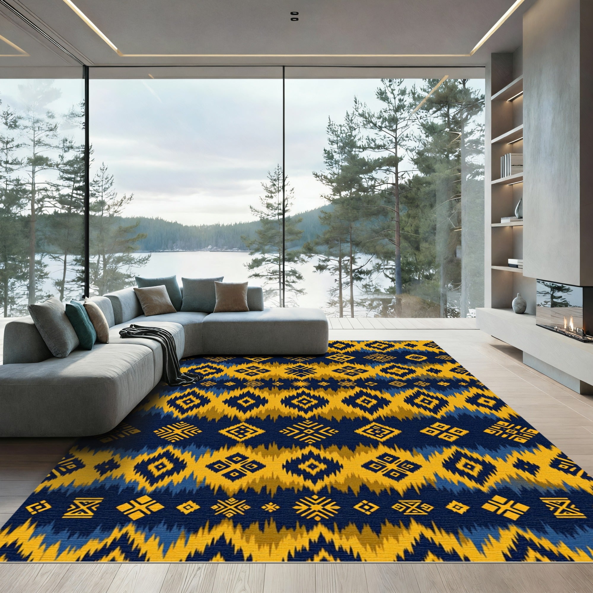 Gold Midnight Tribal Diamond Rug