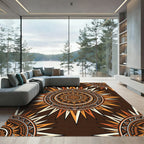 Warm Orange Sunburst Mandala Rug
