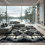 Monochrome Geometric Aztec Diamond Tile Rug