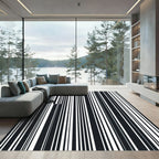 Minimalist Monochrome Vertical Bar Stripe Rug