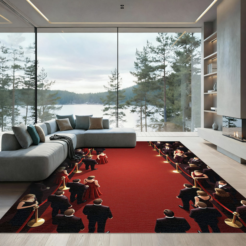 Red Carpet Crowd Tuxedo Gowns Rug