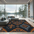 Orange Gray Cross Diamond Composition Rug