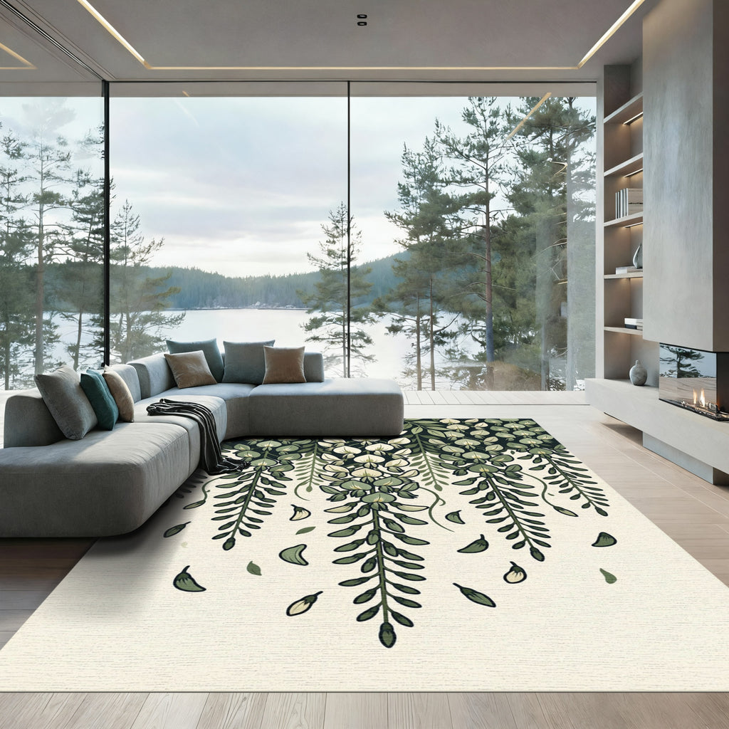 Elegant Sage Green Cascading Wisteria Rug