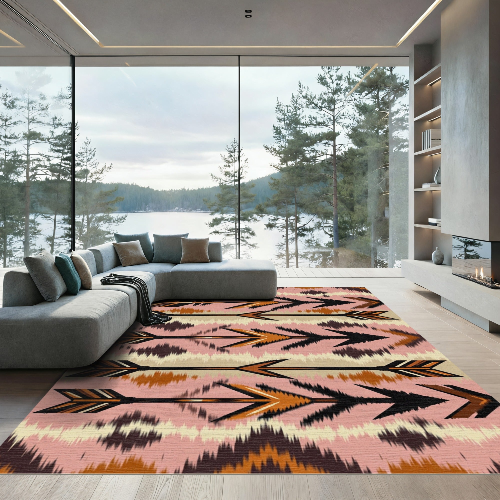 Earth Tones Tribal Arrow Composition Rug