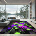 Neon Lime and Purple Abstract Splatter Rug