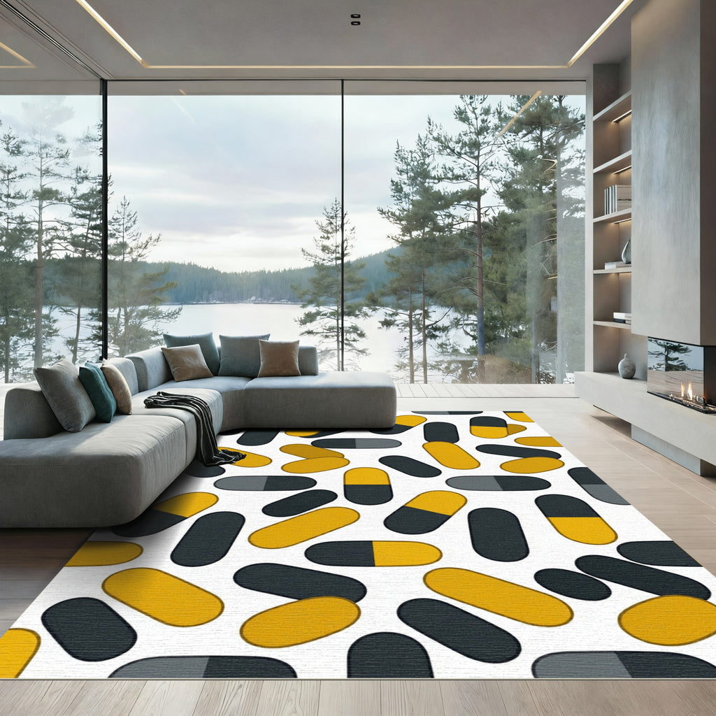 Yellow Gray Capsule Scatter Rug
