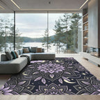 Lavender Moon Crescent Mandala Rug