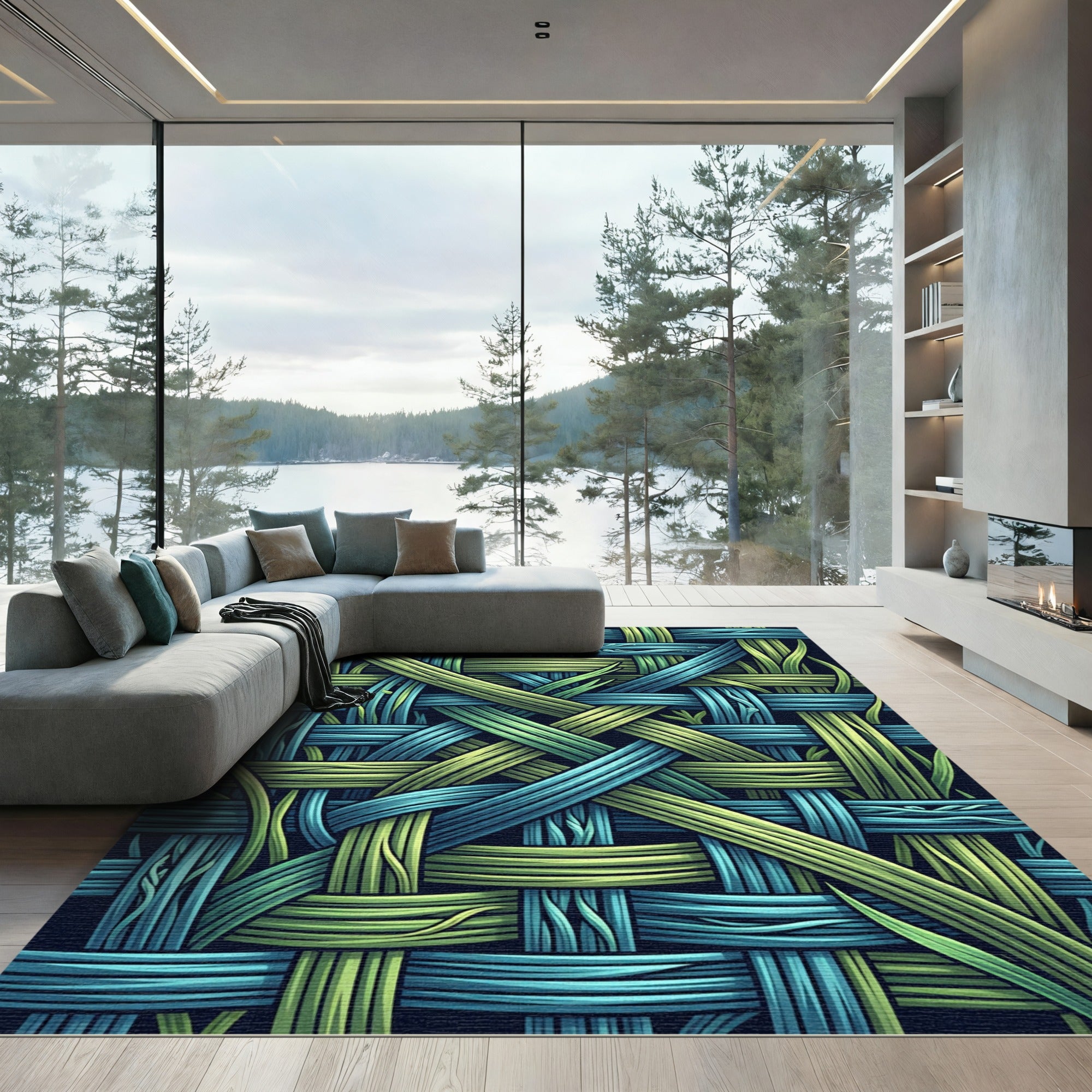 Woven Grass And Sky Texture Rug