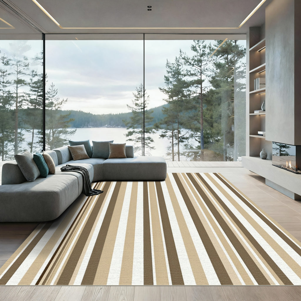 Minimalist Earthy Tone Vertical Stripe Rug