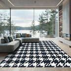 Classic Houndstooth Black White Geometric Rug
