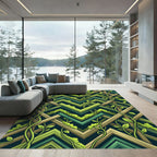 Mossy Green Geometric Trellis Vine Rug