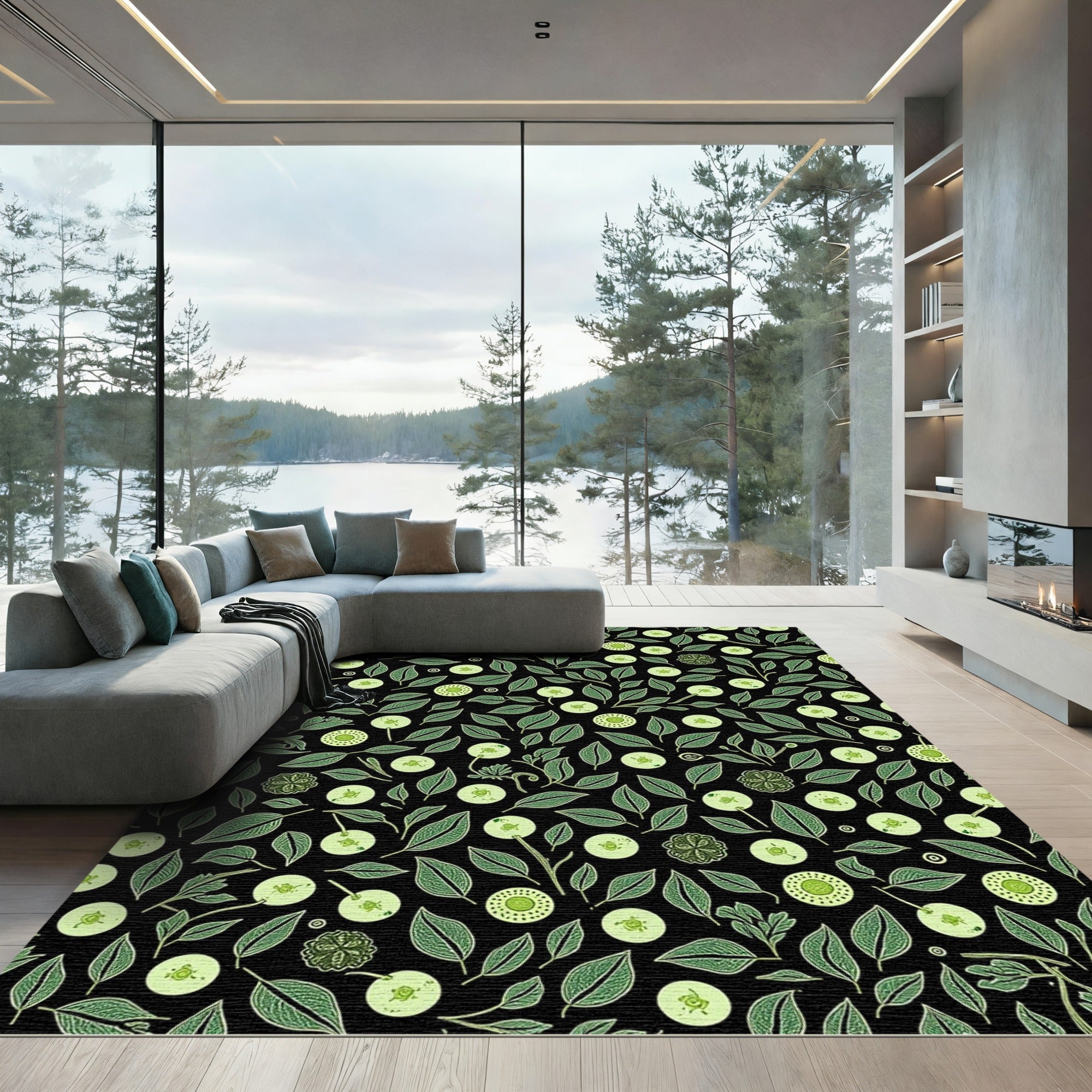 Verdant Circles Of Foliage Rug