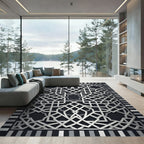 Silver Metallic Geometric Interlaced Lattice Rug