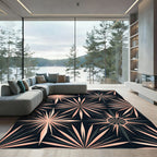 Black and Peach Radiant Starry Medallion Rug