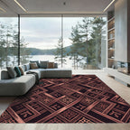 Garnet Geometric Lattice Interwoven Weave Rug