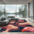 Coral Flamingo Swirl Layered Landscape Rug