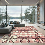 Pastel Pink Gingham Ribbon Bows Rug
