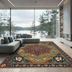 Ornate Ochre Floral Star Medallion Rug
