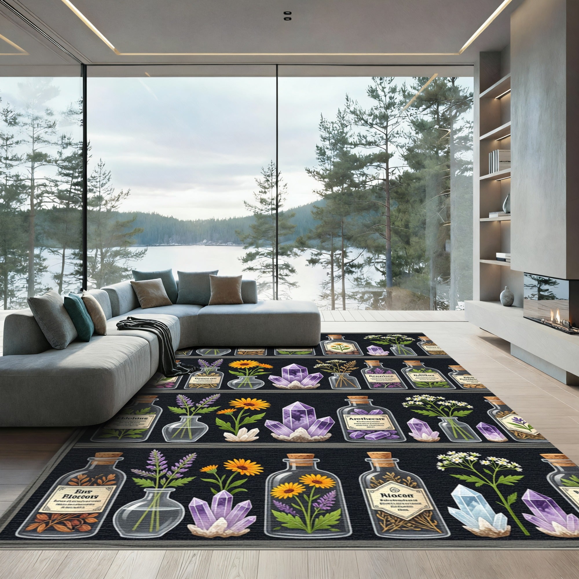 Mystical Apothecary Herb and Crystal Shelf Rug