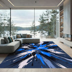 Cobalt Splash Explosion Abstract Rug