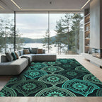 Emerald Teal Floral Arch Medallions Rug