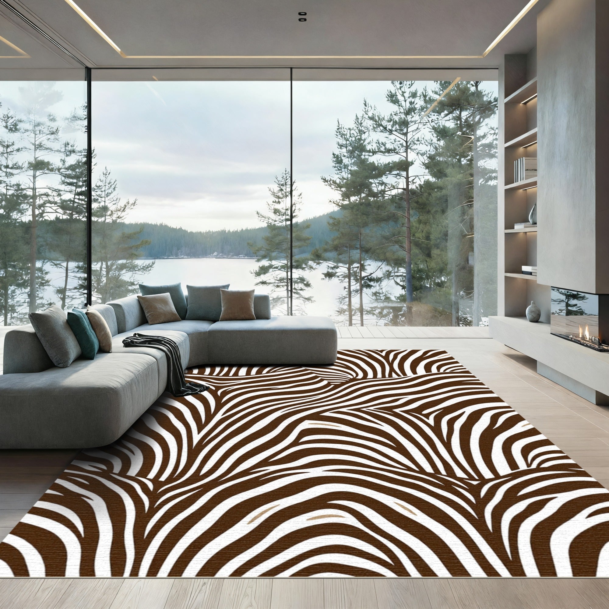 Bold Chocolate Zebra Animal Stripe Rug