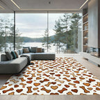 Playful Brown Heart and Bone Tile Rug