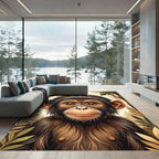 Whimsical Baby Chimpanzee Jungle Portrait Rug