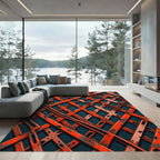Rustic Orange Gridded Lattice Rug
